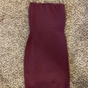 Burgundy Strapless Mini Dress